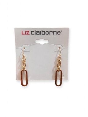 Liz Claiborne Gold-Tone Chain Oval Drop Earrings